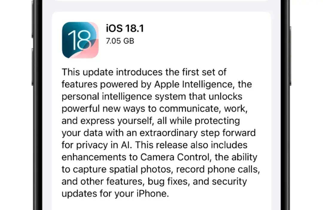 苹果发布 ios 18.1 rc版,正式版下周推送,还存在两个离谱bug